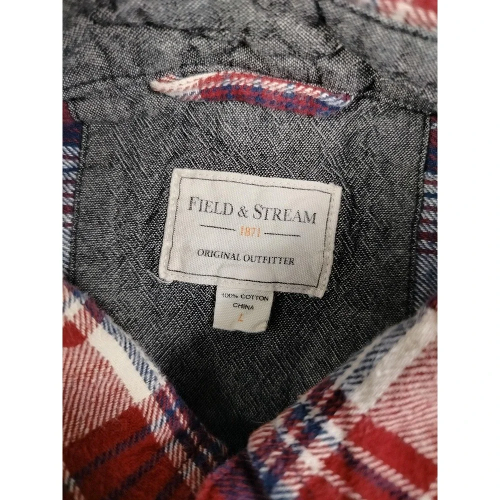 Field & Stream Shirt Mens Large Red Plaid Flannel Lumberjack Cabincore Earthy